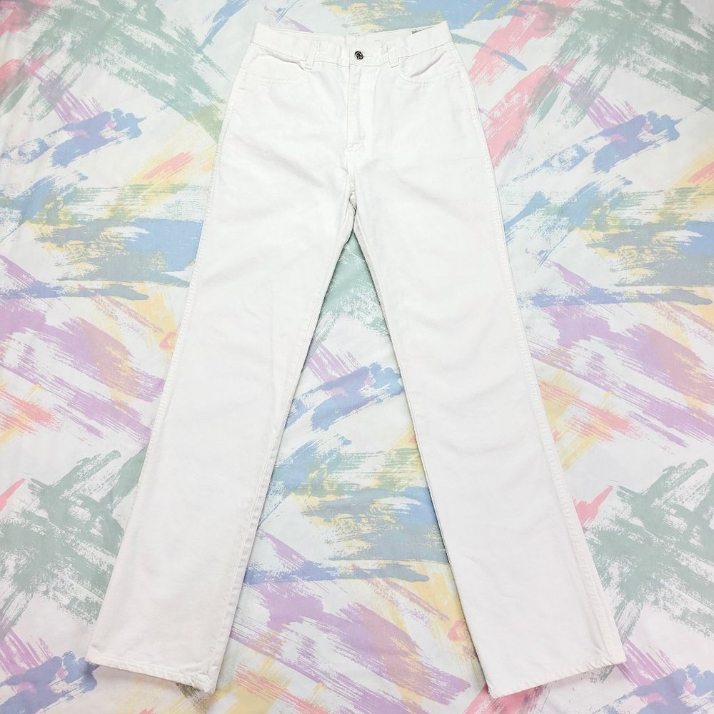 Vintage 1970s Durango White High Waist Straight Leg Jeans